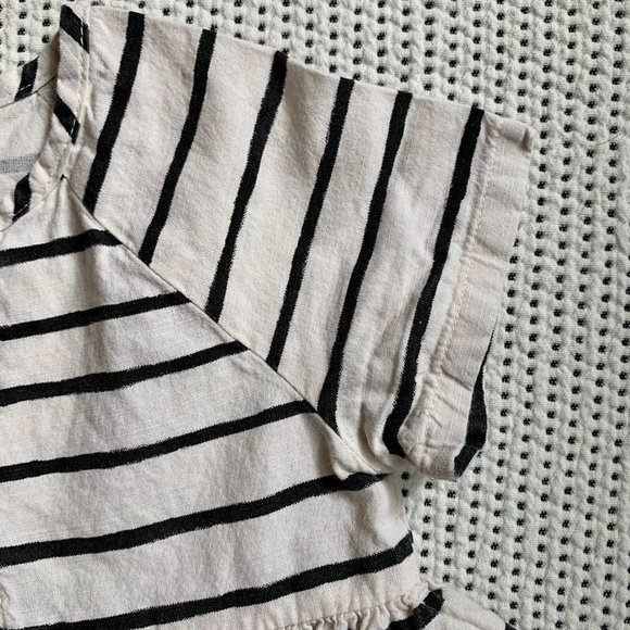 H&M Cream & Black Striped Button Down Full Skirt T-Shirt Dress | 6-9m - Picture 2 of 5